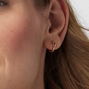 TOUS S925 Sterling Silver Rose Gold Cute Bear Mini Hoops Hinges Mini hoops